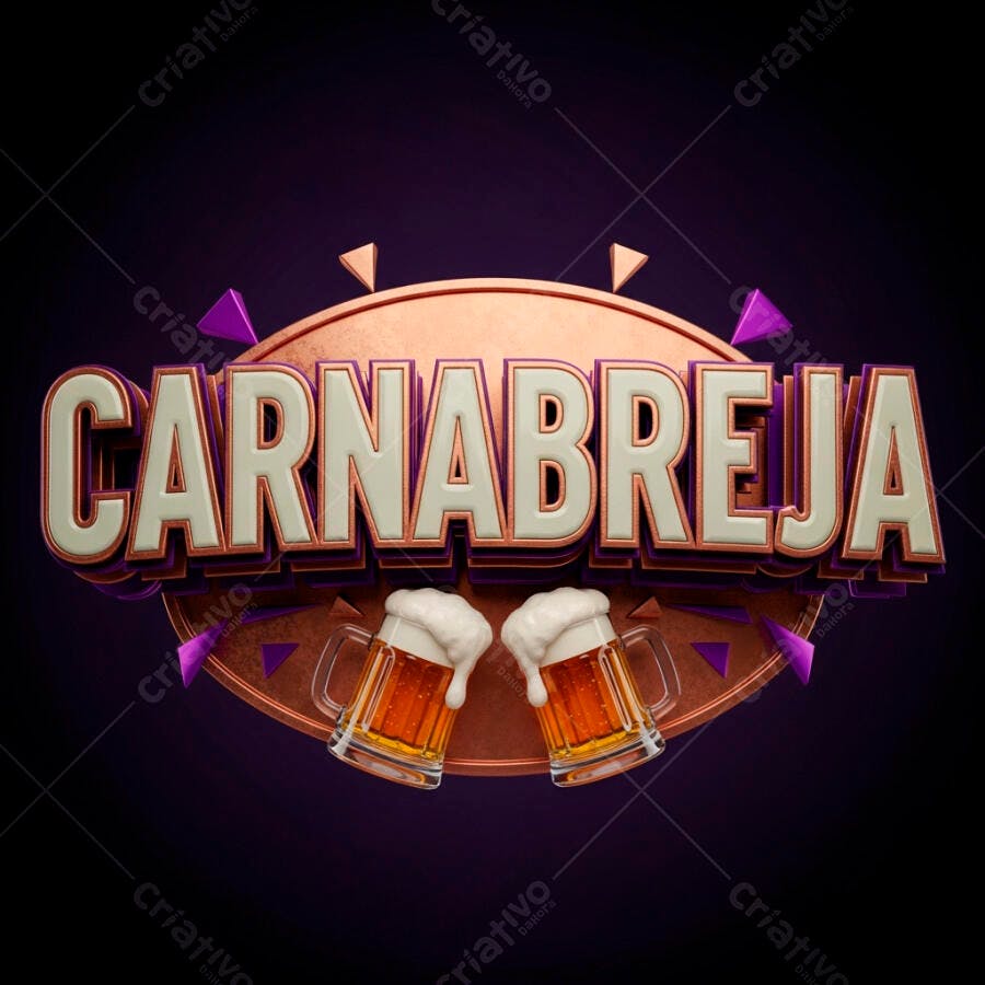 Logo Carnabreja Cerveja Carnaval Fundo Escuro 3D