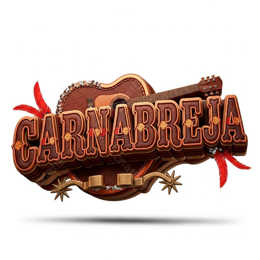Carnabreja Logo 3D Temático Sertanejo com Viola e Esporas