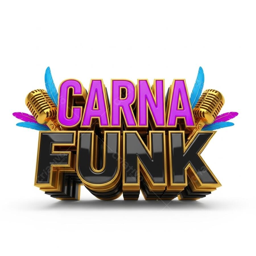 Logo Carnafunk 3D Dourado Roxo Microfones Penas