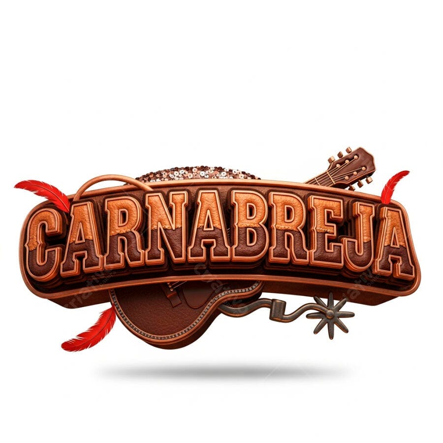 Logo Carnabreja com Violão e Penas Vermelhas