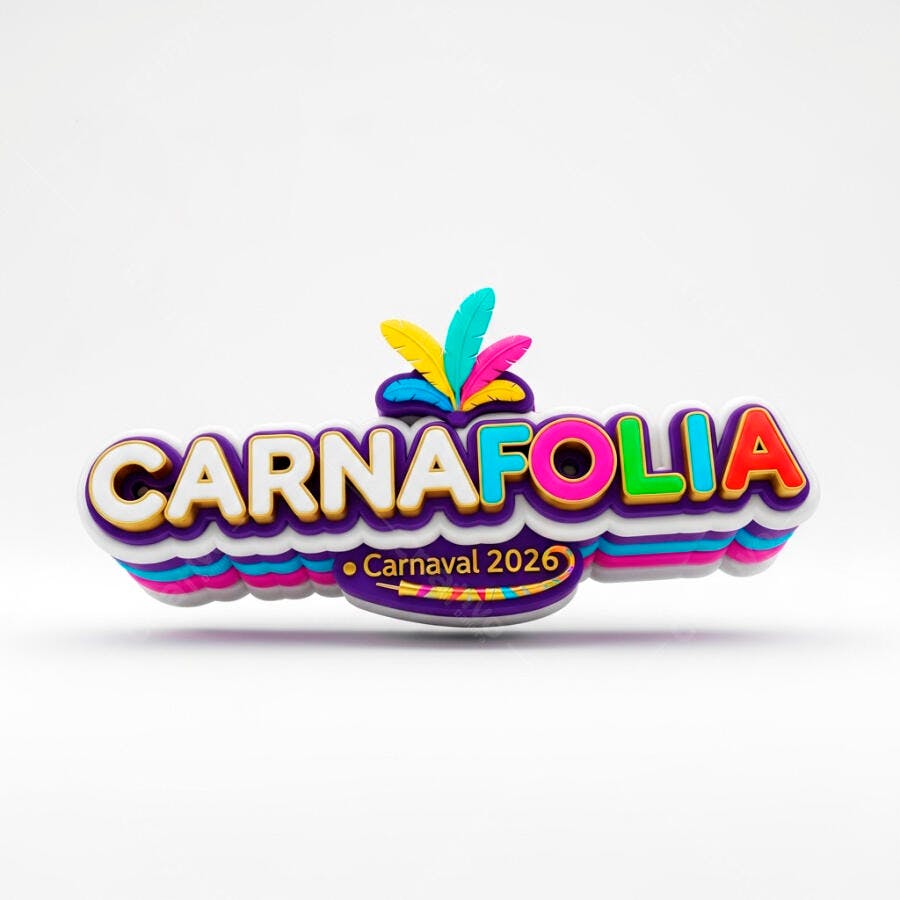 Logo Carnafolia Carnaval 2026 3D Colorido Fundo Branco