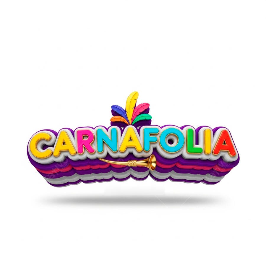 Logo Carnafolia Carnaval 3D Colorido Fundo Branco