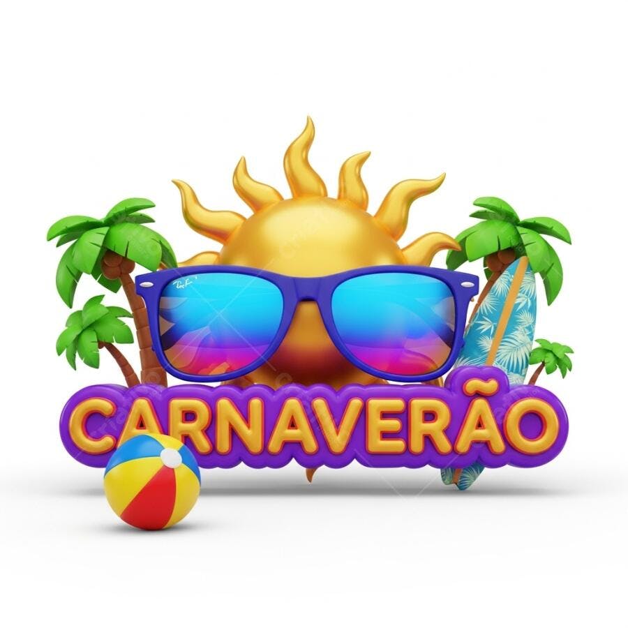 Ilustração 3D Carnaveirão Sol Óculos de Sol Praia Verão