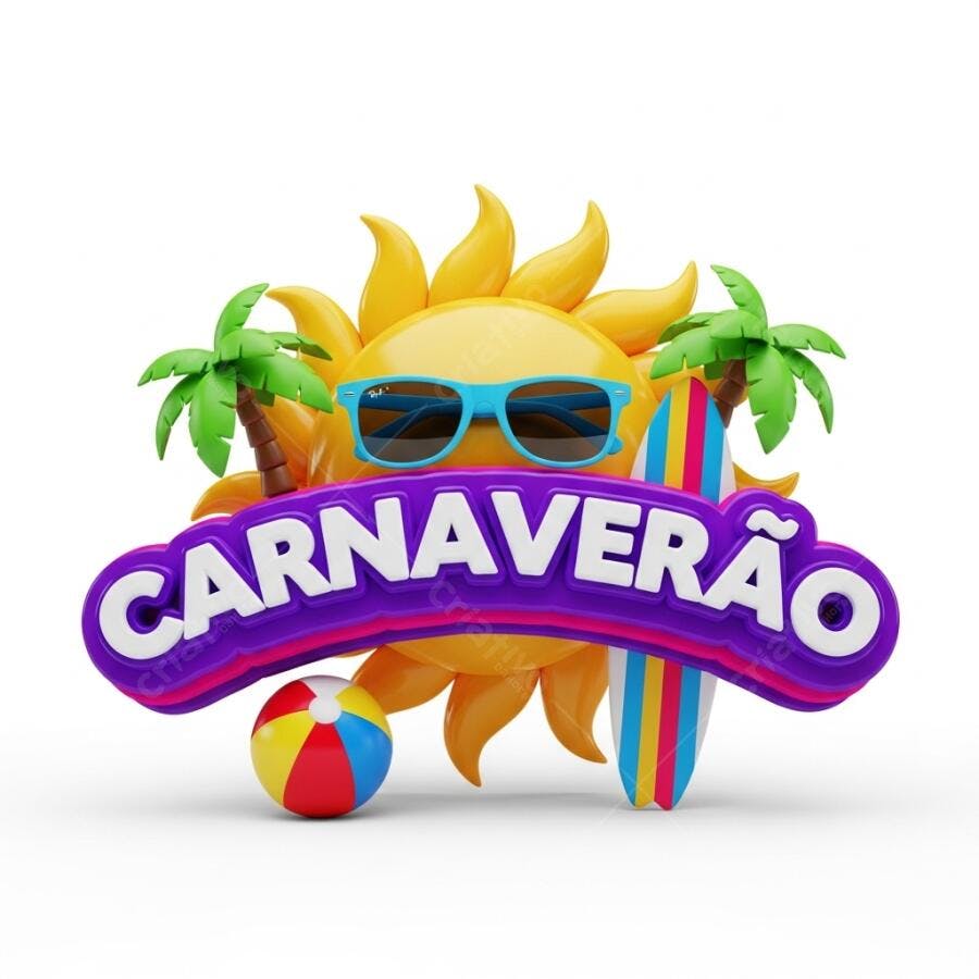 Carnaveirão Sol Óculos de Sol Prancha Praia Ilustração 3D