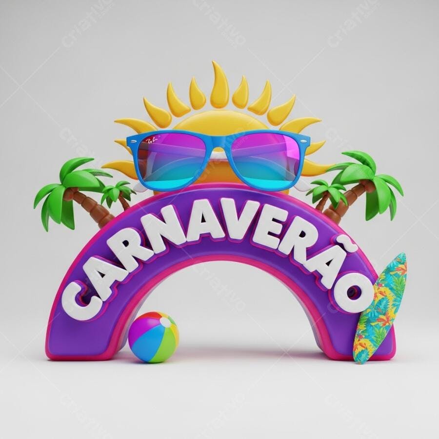 Foto 3D Carnaveirão Sol Óculos de Sol Praia Verão