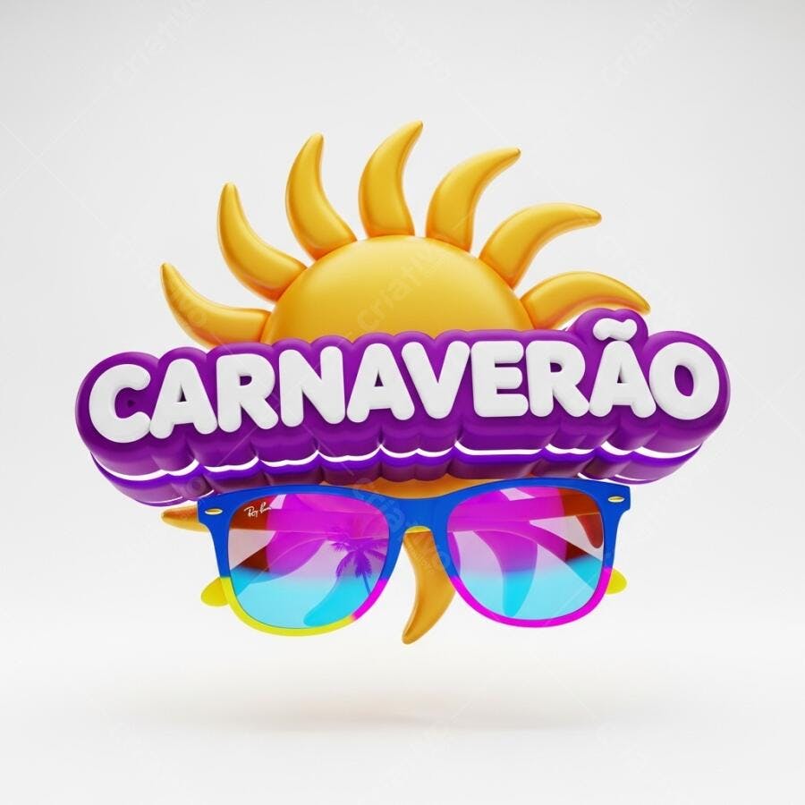 Carnaval Verão 3D Logo Tipografia Óculos de Sol