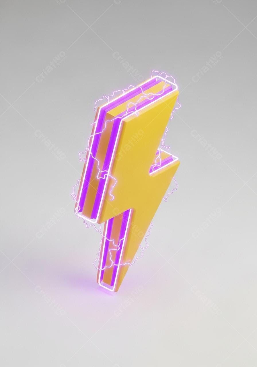 Raio Amarelo Neon Roxo Fundo Cinza Claro