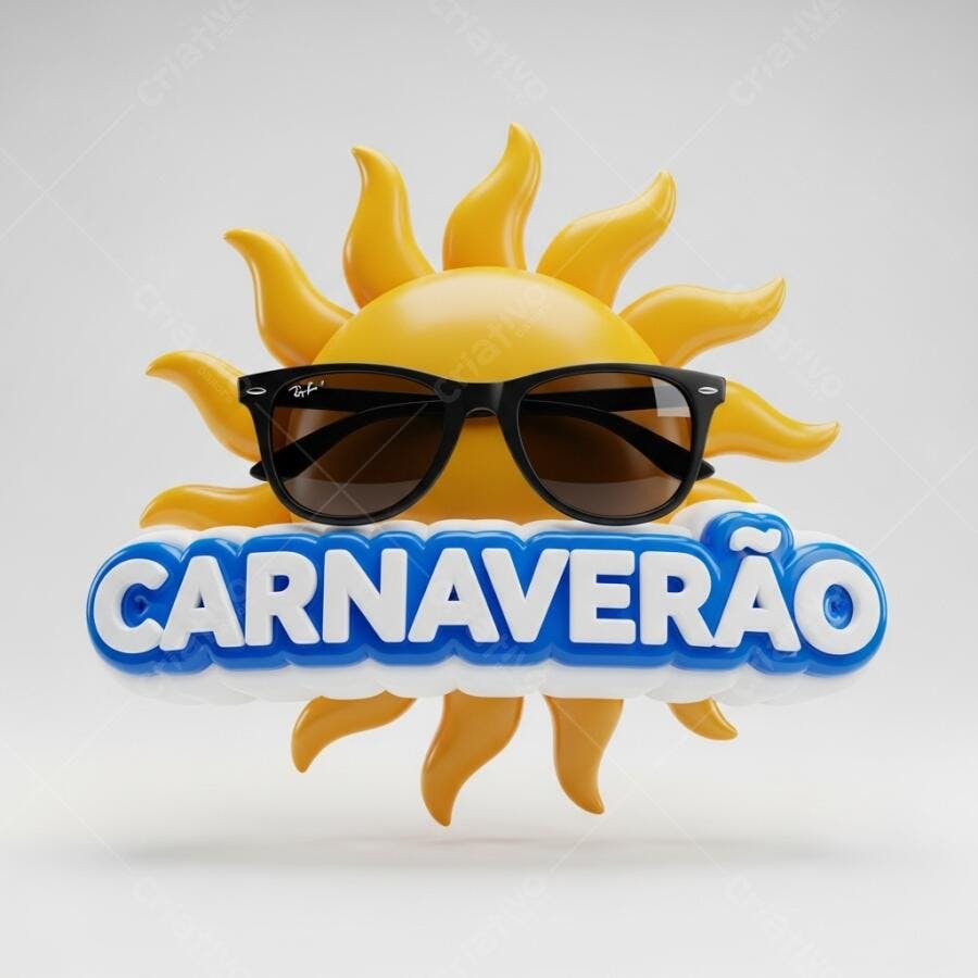 Foto Sol de Carnaval com Óculos Escuros e Texto Carnaverão