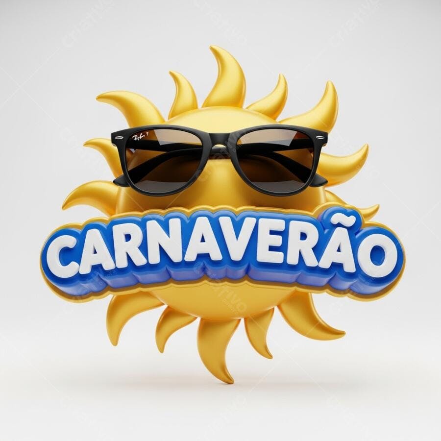 Ilustração Sol Óculos Escuros Carnaveirão Fundo Branco