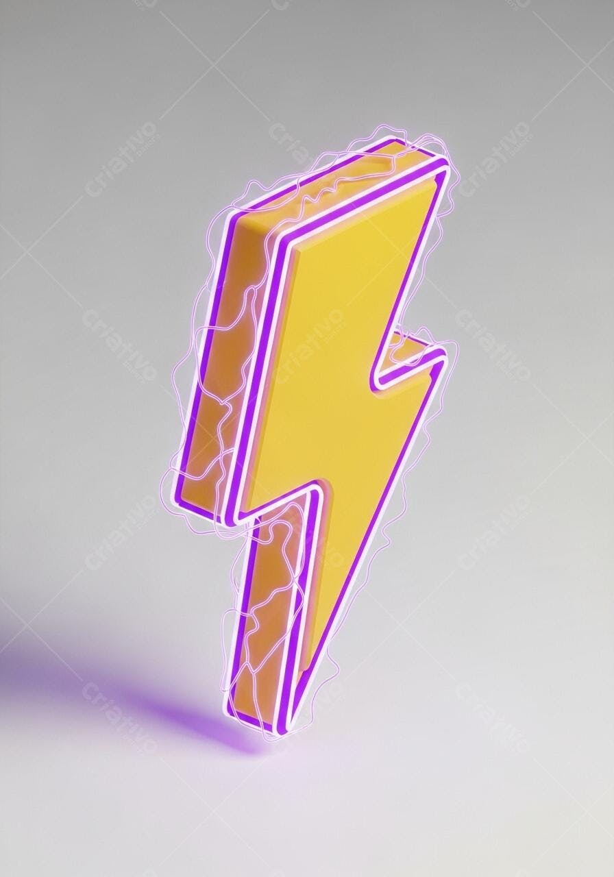 Foto Raio Amarelo Neon Roxo Fundo Cinza Iluminação Estúdio