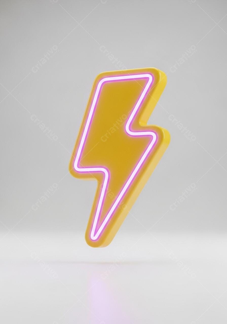 Foto Raio Neon Amarelo com Borda Roxa Fundo Branco