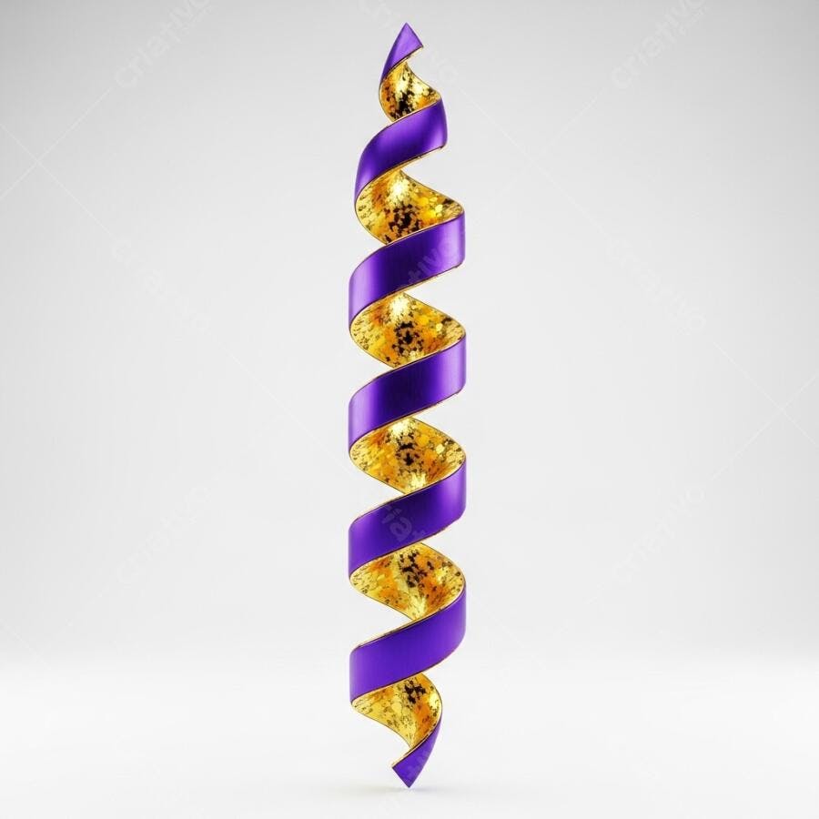 Fita Espiral Roxa Dourada Decoração Festiva Fundo Branco
