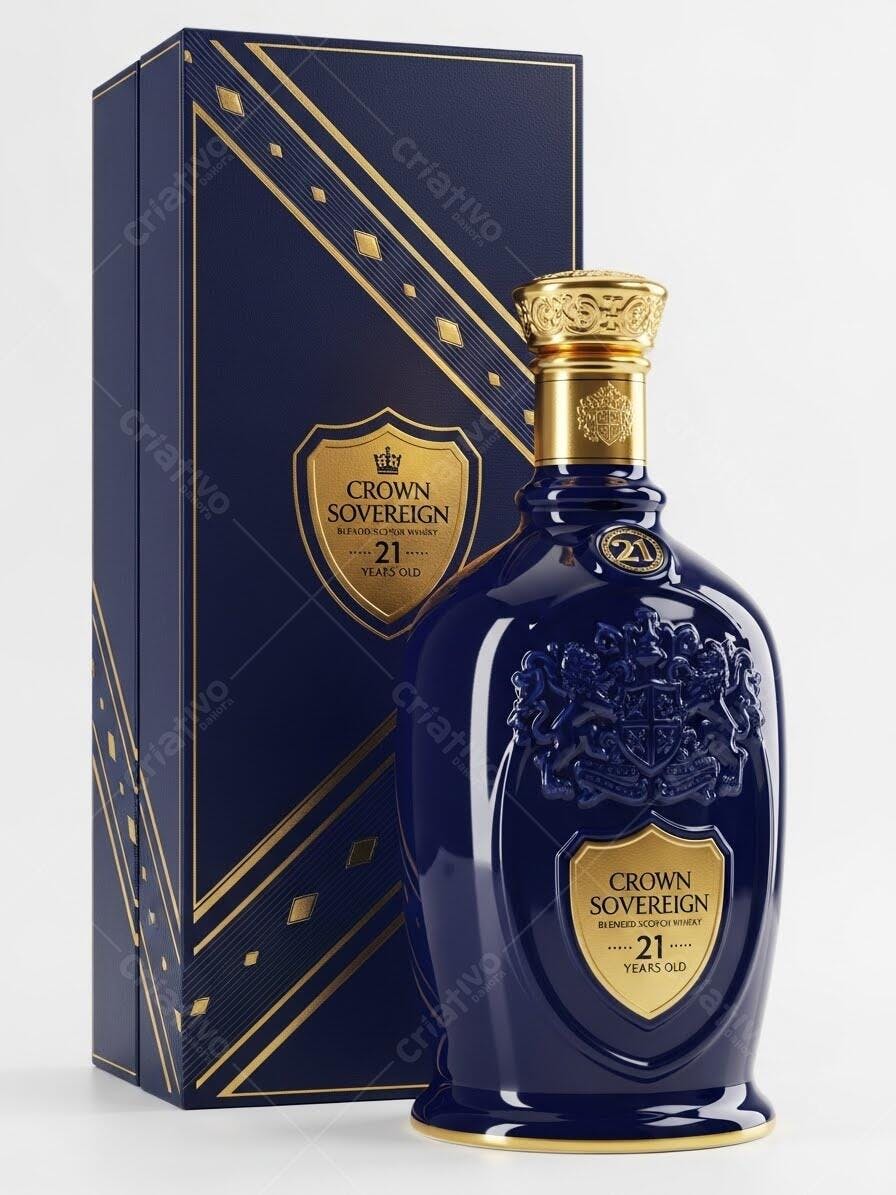 Foto Produto Garrafa Whisky Crown Sovereign 21 Anos Caixa Luxo