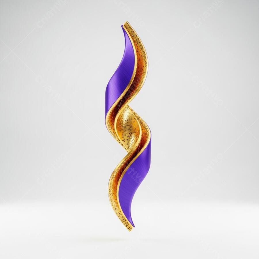 Foto Abstrata Fita Dourada Roxa Ondulada 3D
