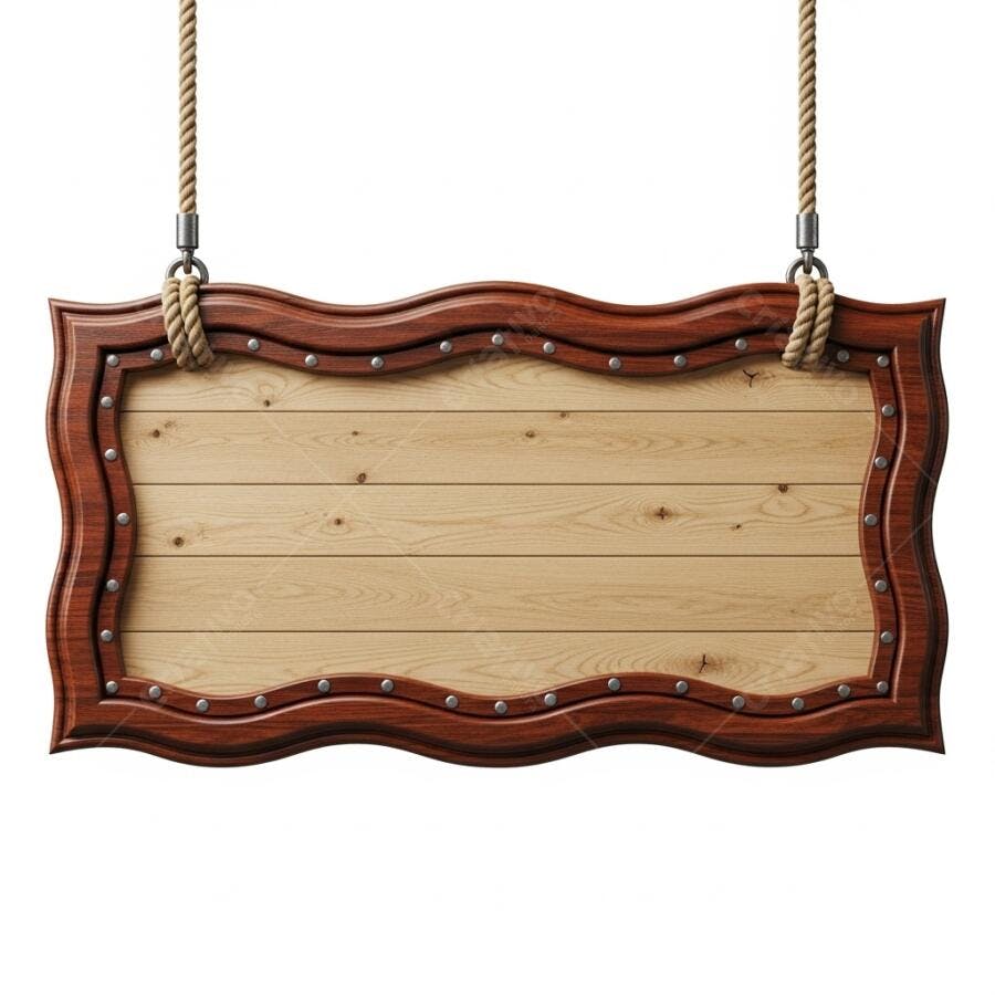 Placa de Madeira Rústica Suspensa com Cordas Fundo Branco