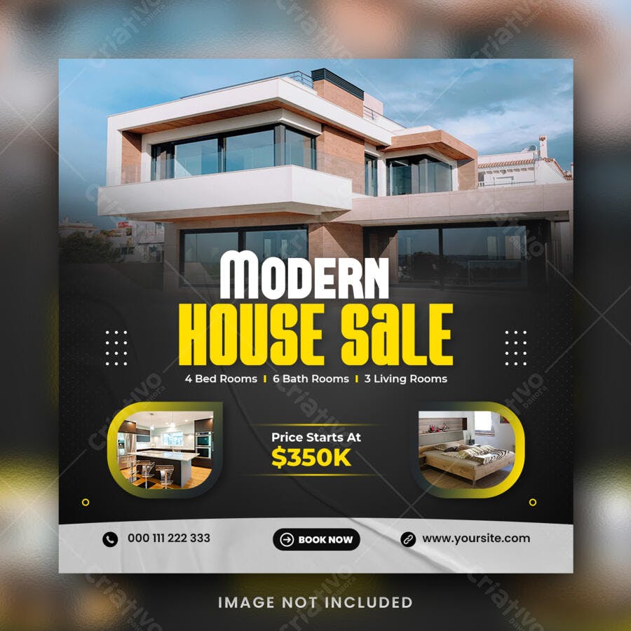 Post Instagram Imobiliária Casa Moderna Venda PSD Editável