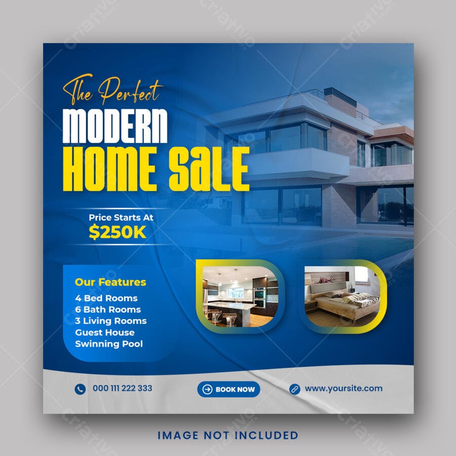 Post Imobiliária Venda Casa Moderna PSD Editável