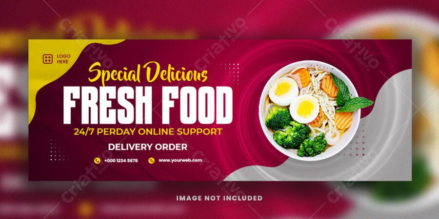 Banner Restaurante Comida Saudável Delivery PSD Editável