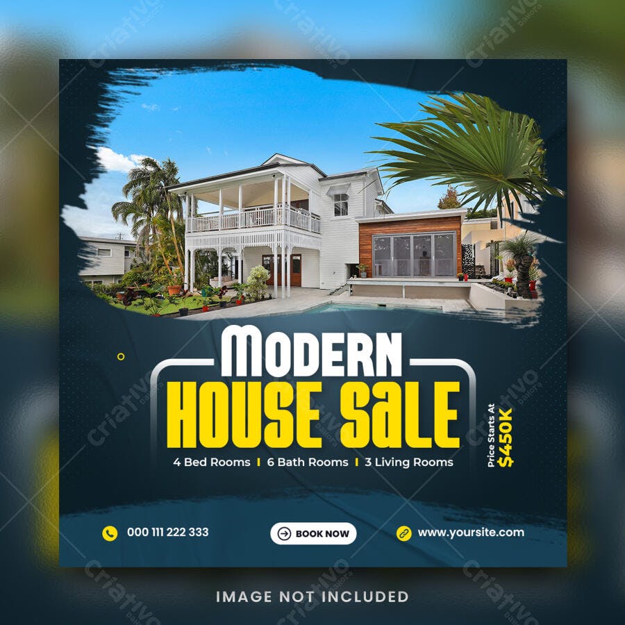 Post Instagram Imobiliária Casa Moderna Venda PSD Editável