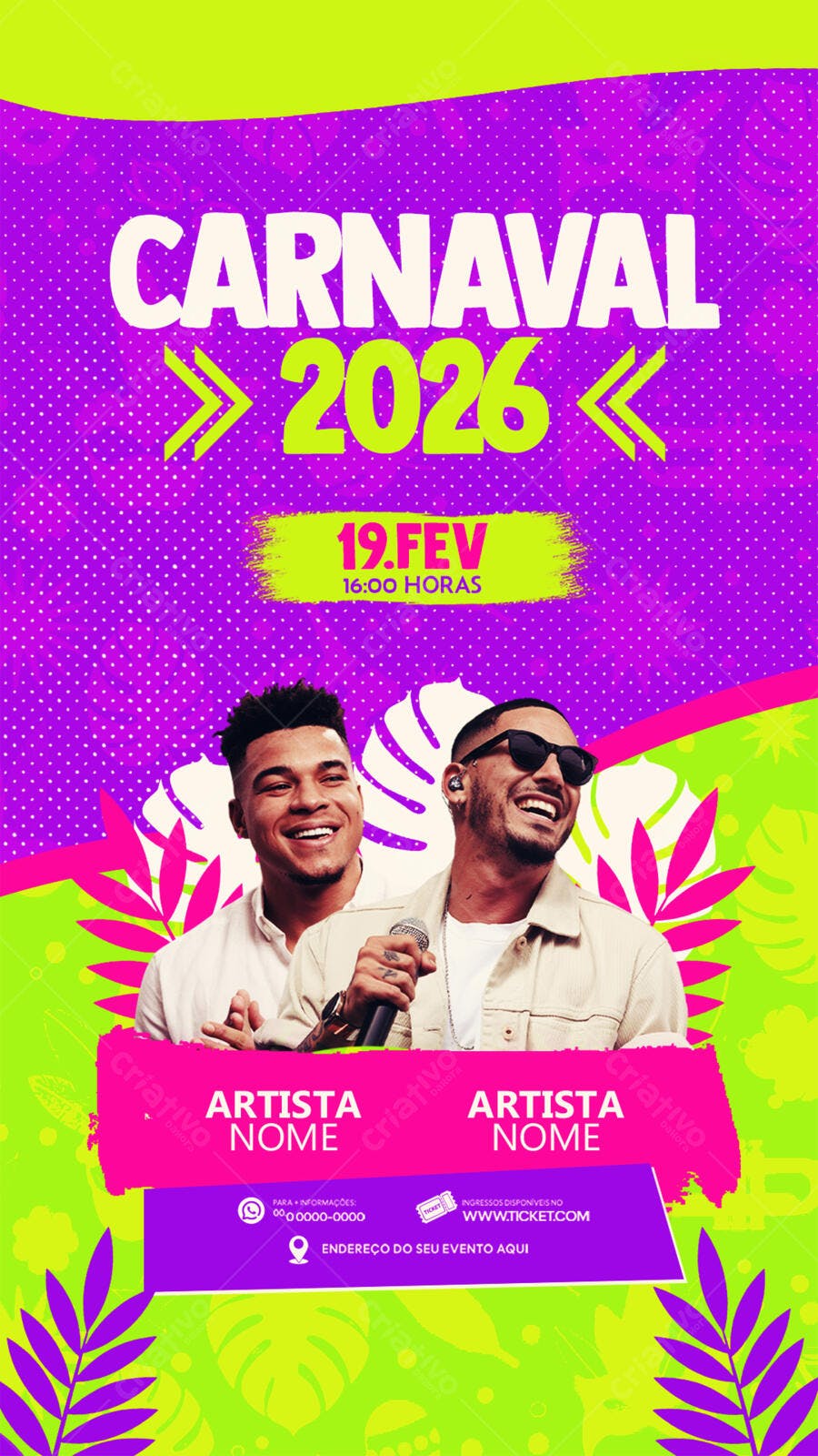 Story Instagram Carnaval 2026 Evento Festa PSD Editável