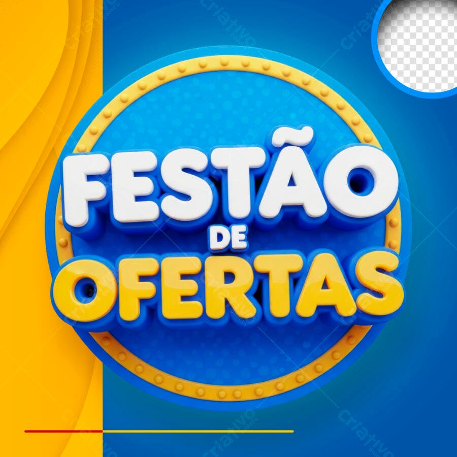 Post Festão de Ofertas Promoção Azul Amarelo PSD Editável