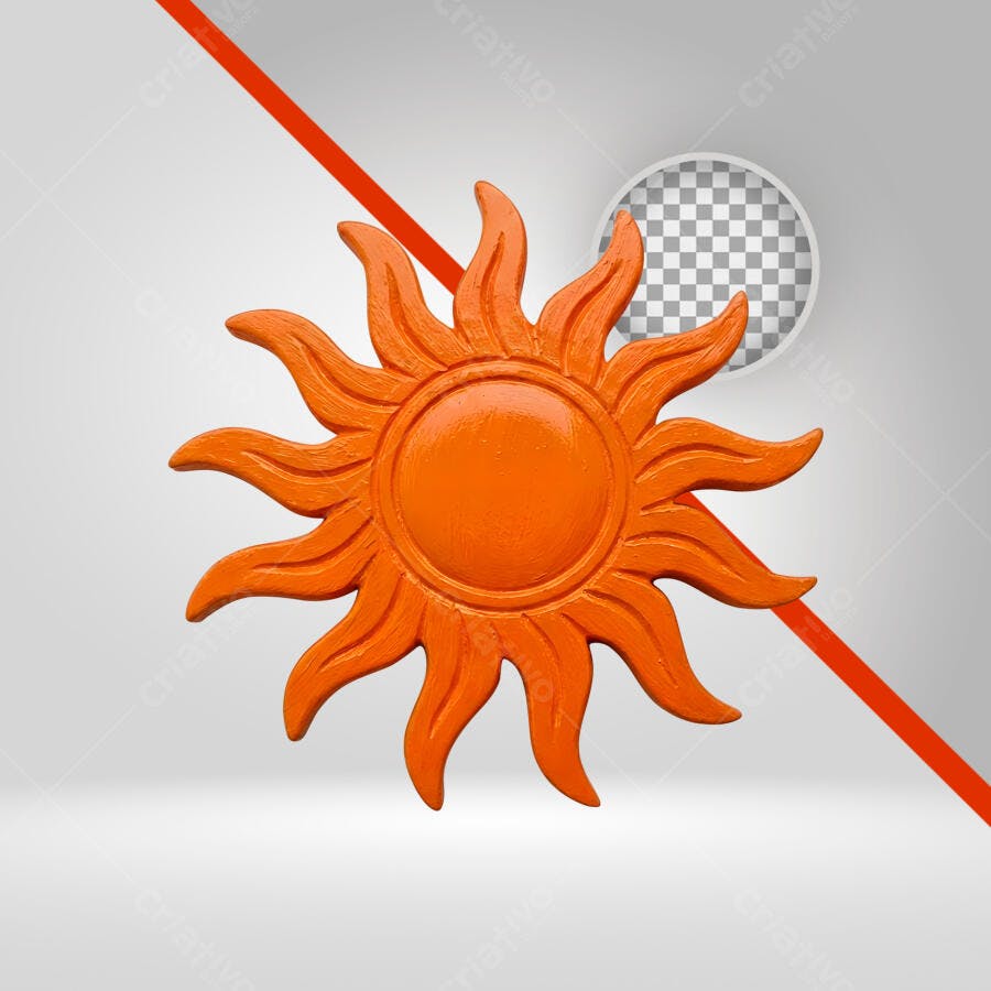 Elemento 3D Sol Laranja Verão PNG Fundo Transparente