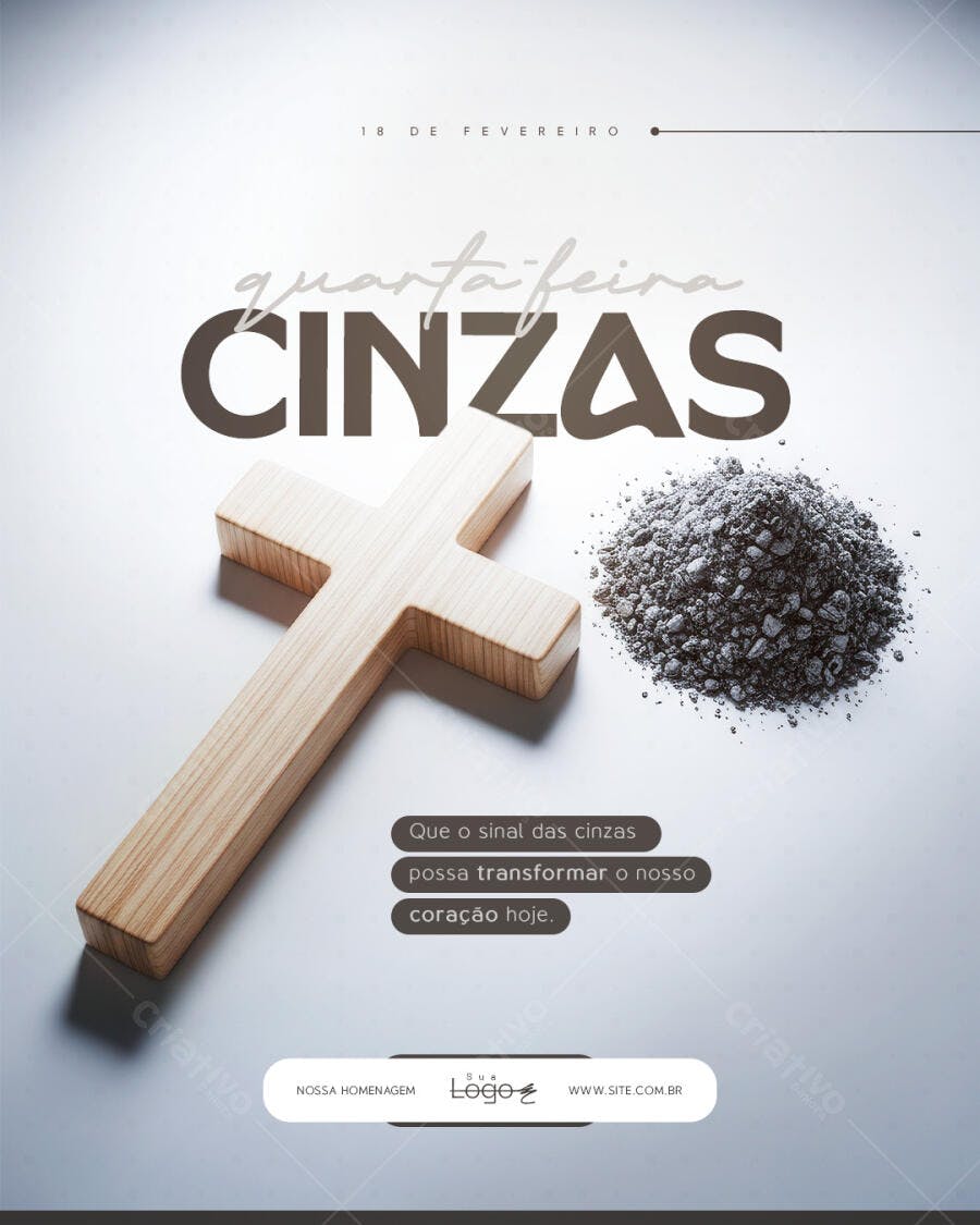 Post Quarta-feira de Cinzas Igreja PSD Editável