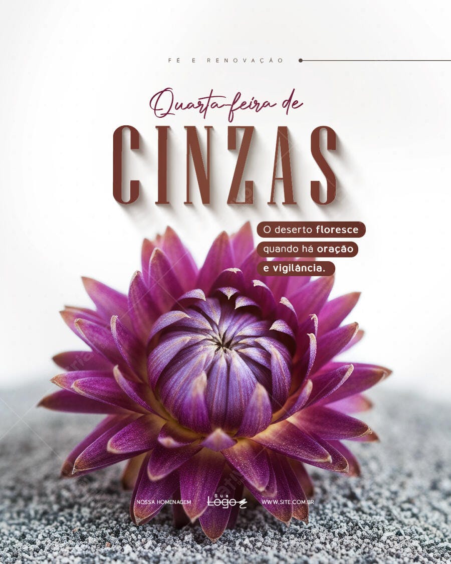 Post Quarta-feira de Cinzas Fé e Renovação PSD Editável
