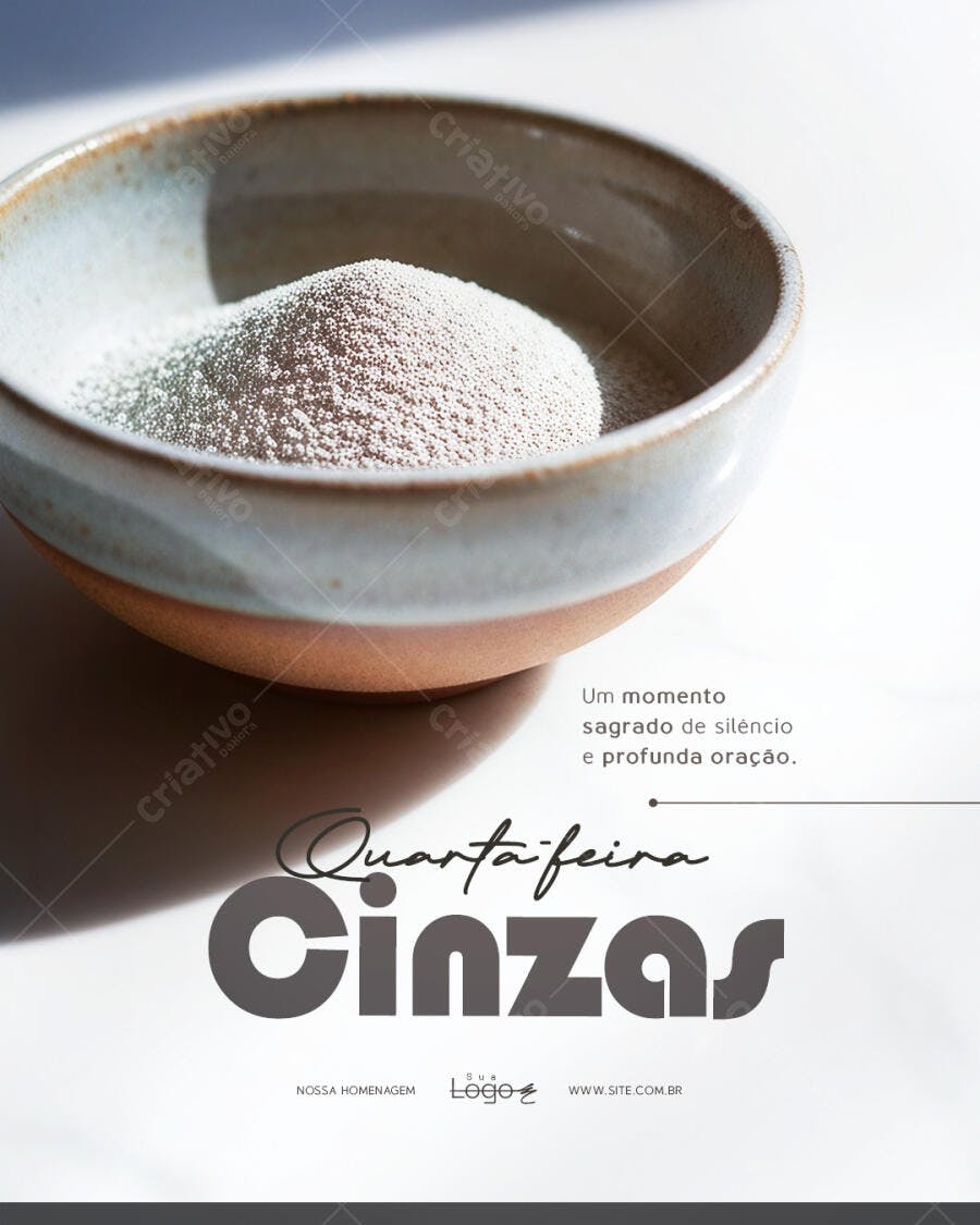 Post Quarta-feira de Cinzas Religioso PSD Editável
