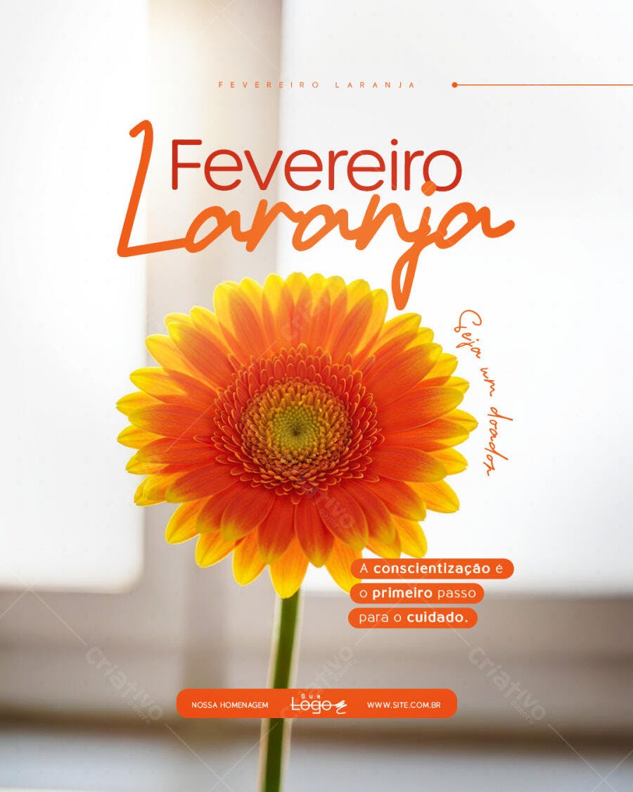 Post Instagram Fevereiro Laranja Conscientização PSD Editável