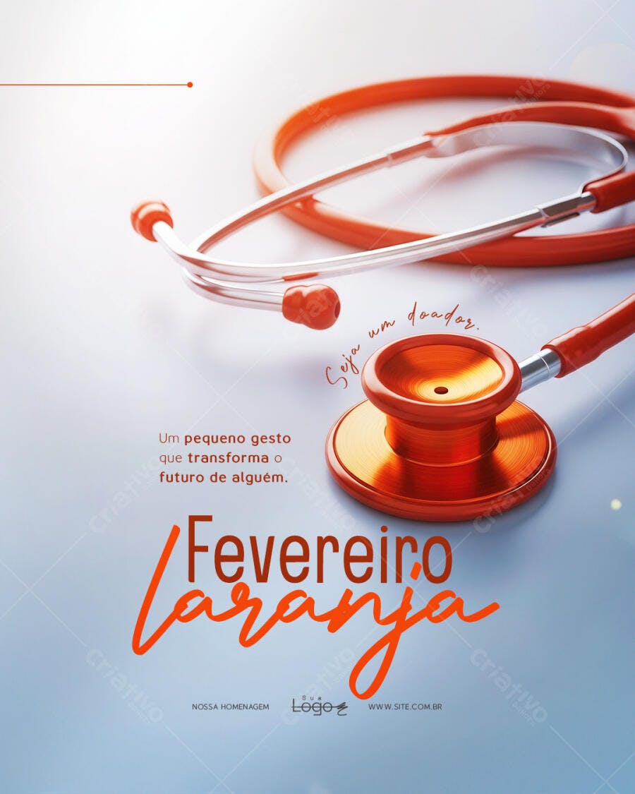 Post Instagram Fevereiro Laranja Saúde PSD Editável