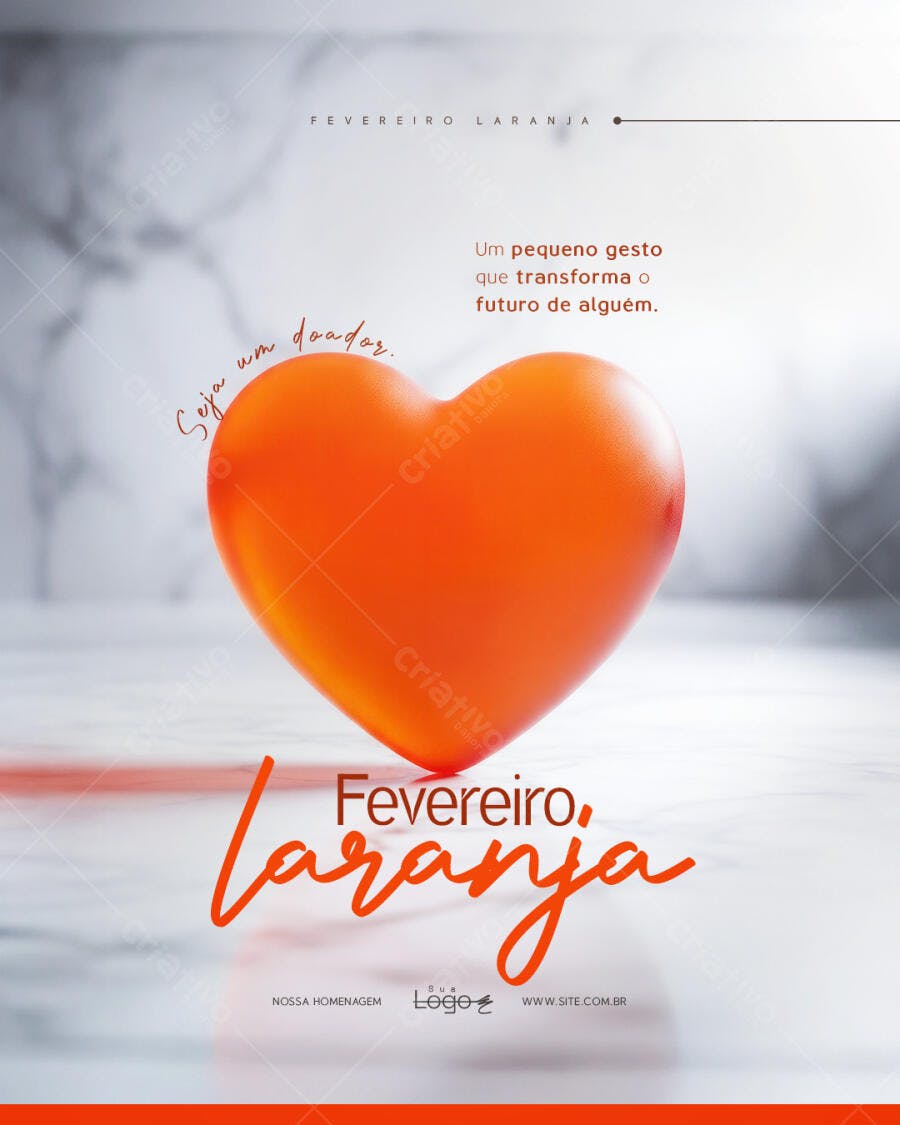 Post Instagram Fevereiro Laranja Campanha Saúde PSD Editável