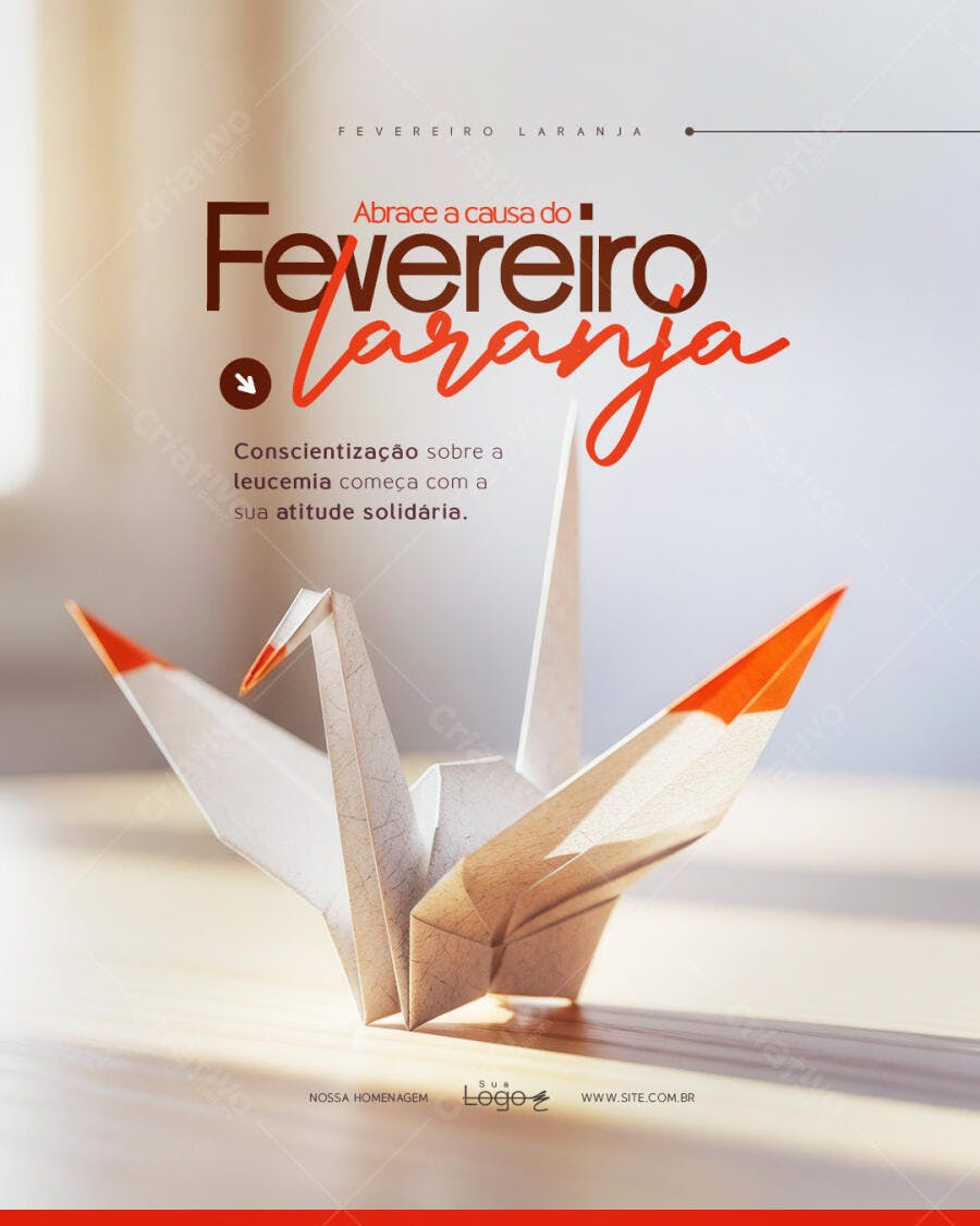 Post Fevereiro Laranja Conscientização Leucemia PSD Editável