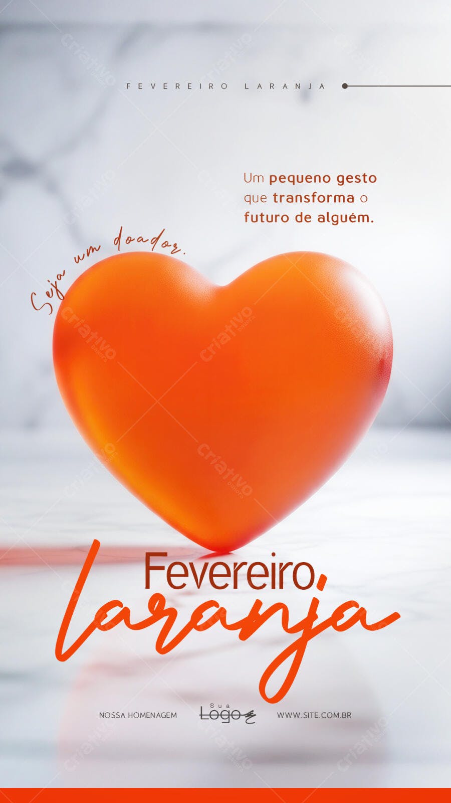 Story Fevereiro Laranja Campanha Doação PSD Editável