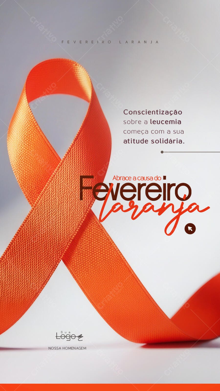 Story Instagram Fevereiro Laranja Conscientização PSD Editável