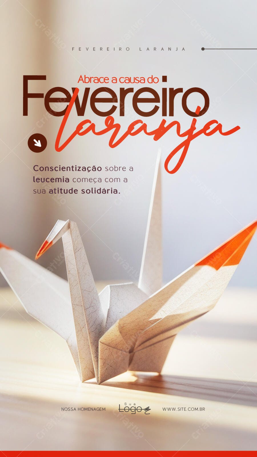Story Instagram Fevereiro Laranja Conscientização PSD Editável