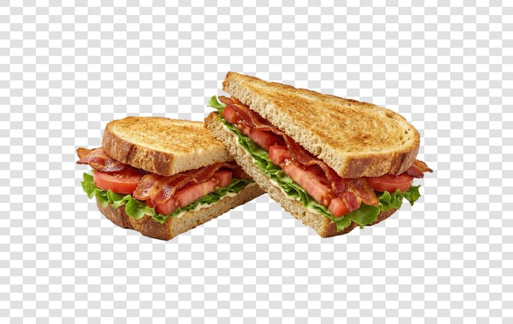 Foto Recortada Sanduíche Bacon Tomate Alface PNG Fundo Transparente