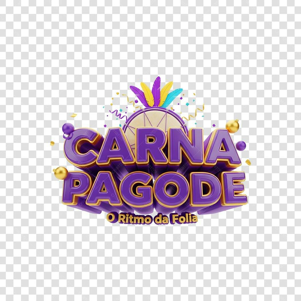 Elemento 3D Carnapagode Carnaval Fevereiro PNG Fundo Transparente
