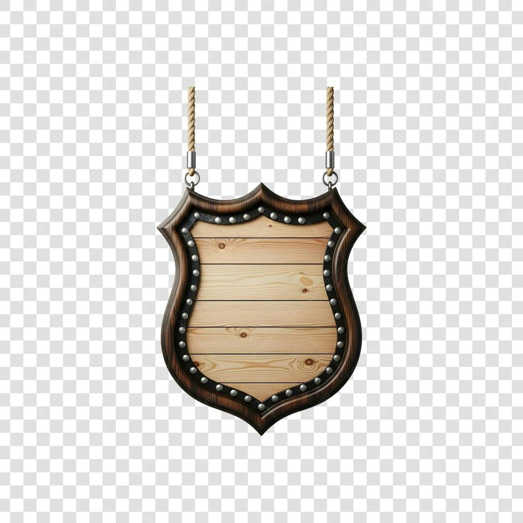 Elemento Decorativo Placa Madeira Rústica Escudo PNG Fundo Transparente