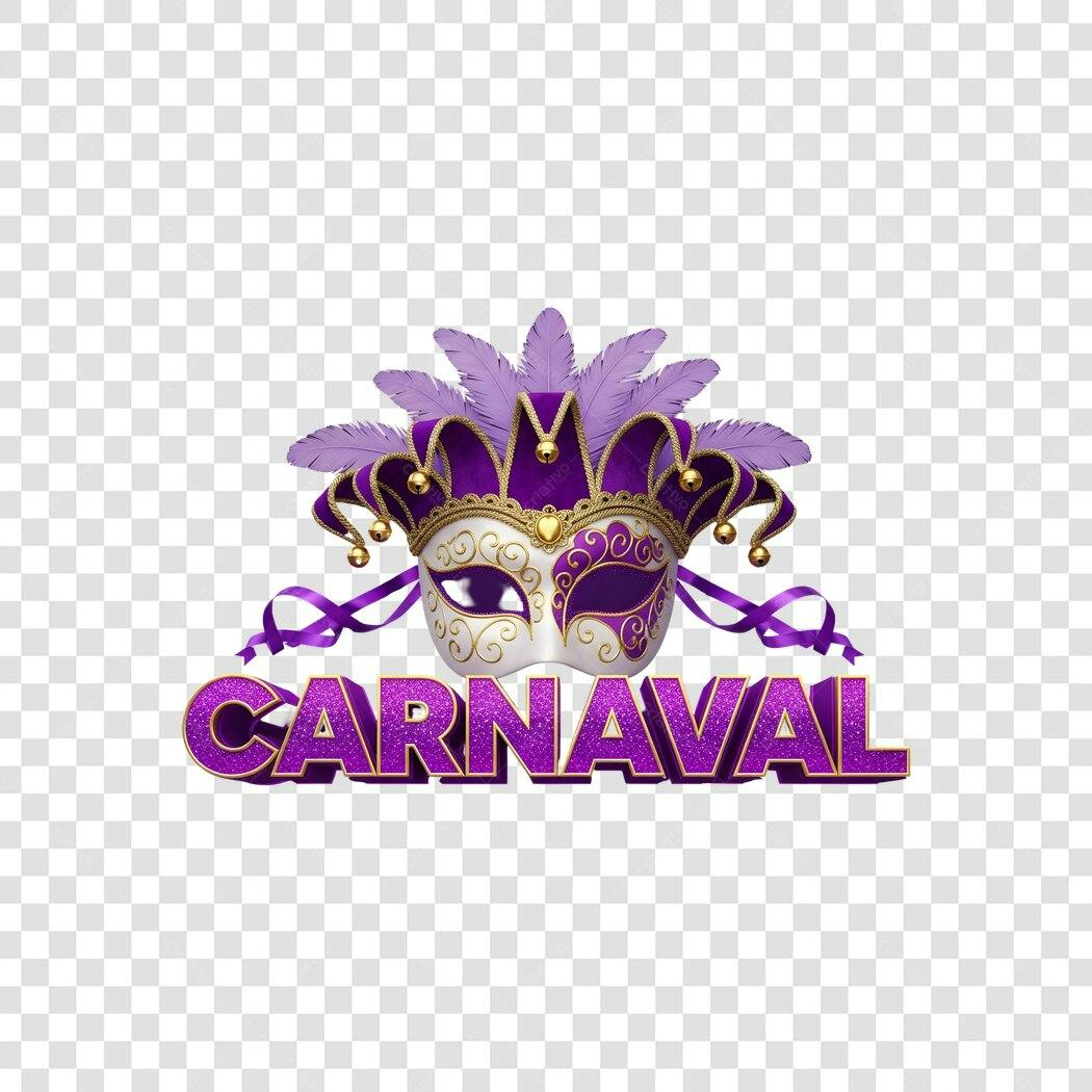 Elemento 3D Máscara Carnaval Fevereiro PNG Fundo Transparente