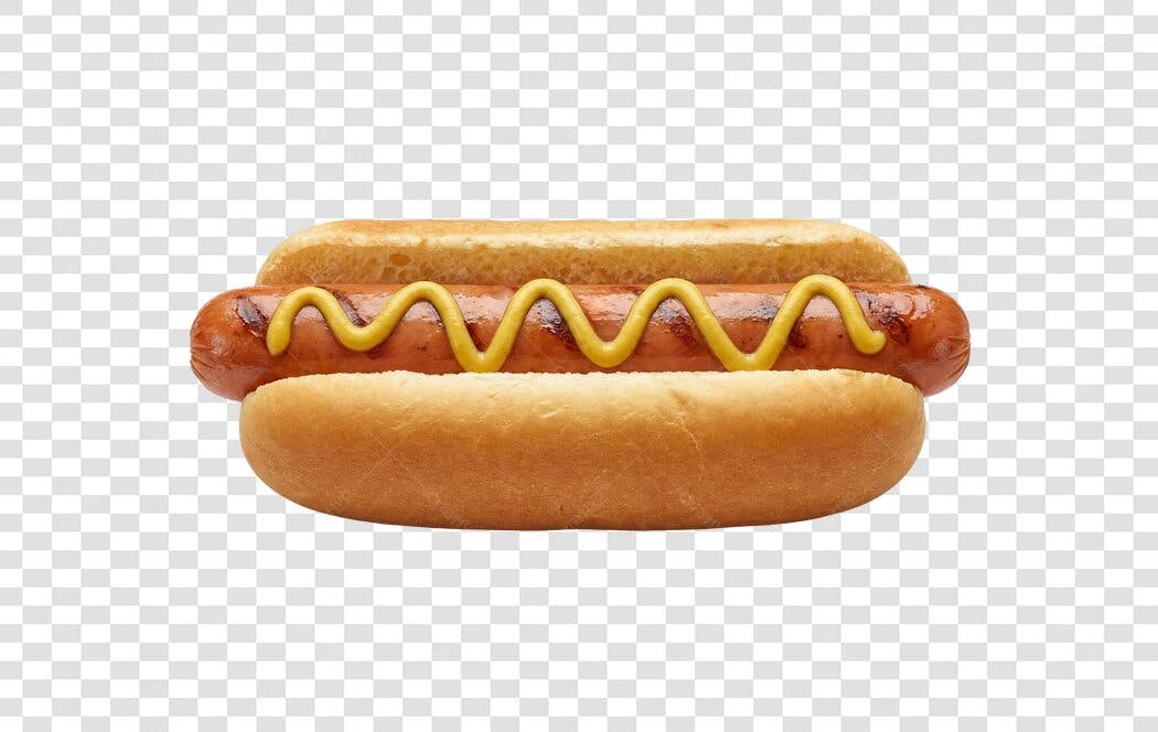 Foto Recortada Hot Dog com Mostarda PNG Fundo Transparente
