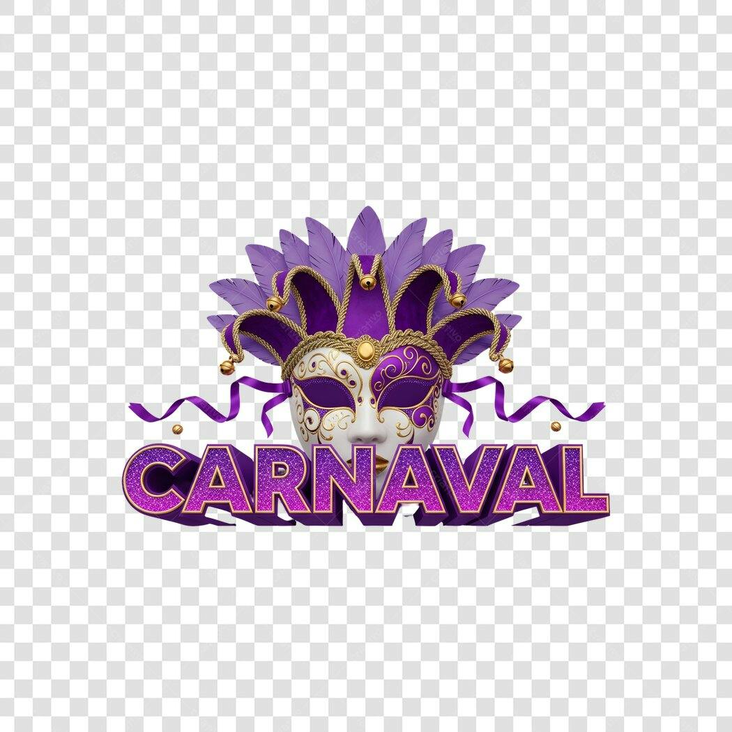 Elemento 3D Máscara Carnaval Fevereiro PNG Fundo Transparente