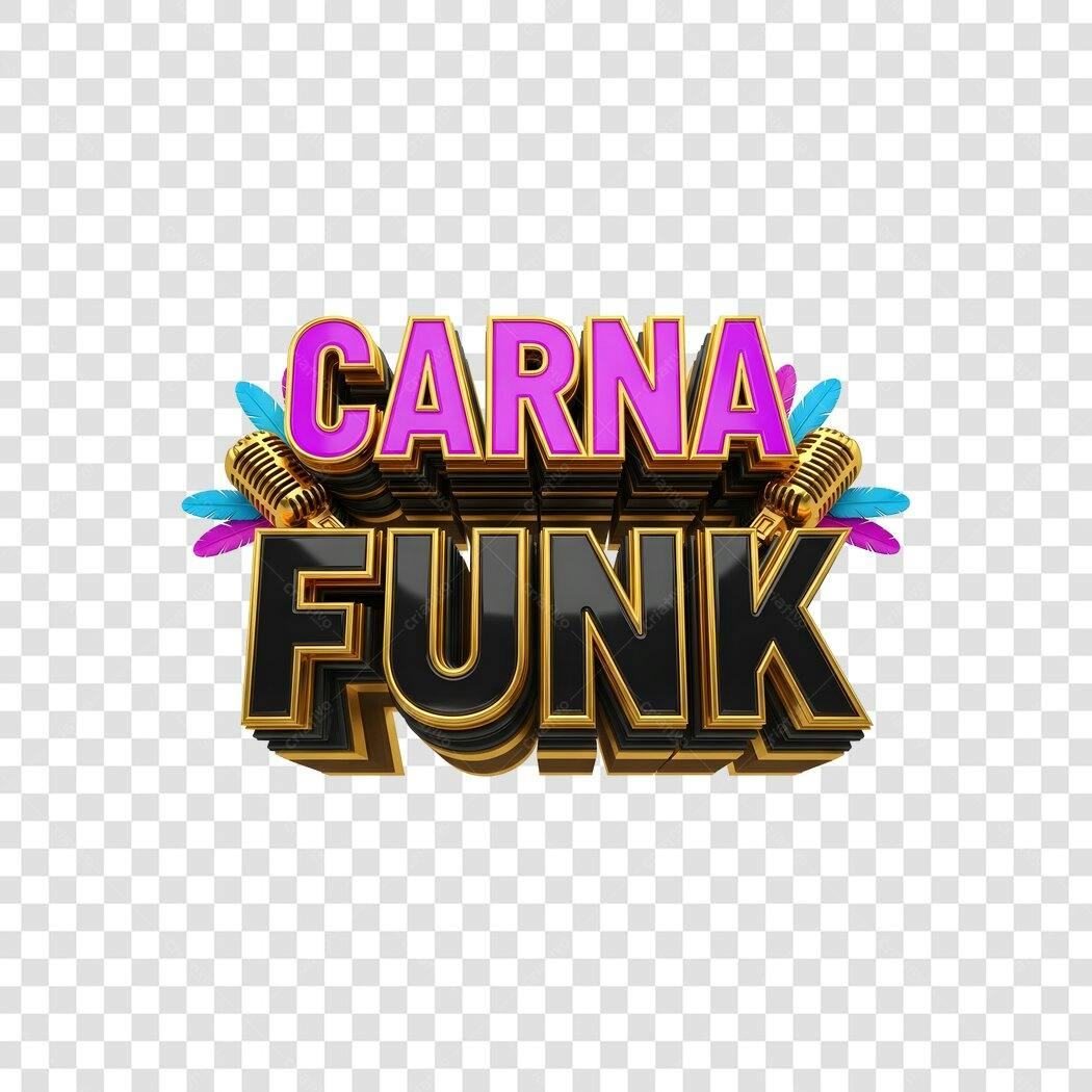 Elemento 3D Carna Funk Microfones Dourados PNG Fundo Transparente