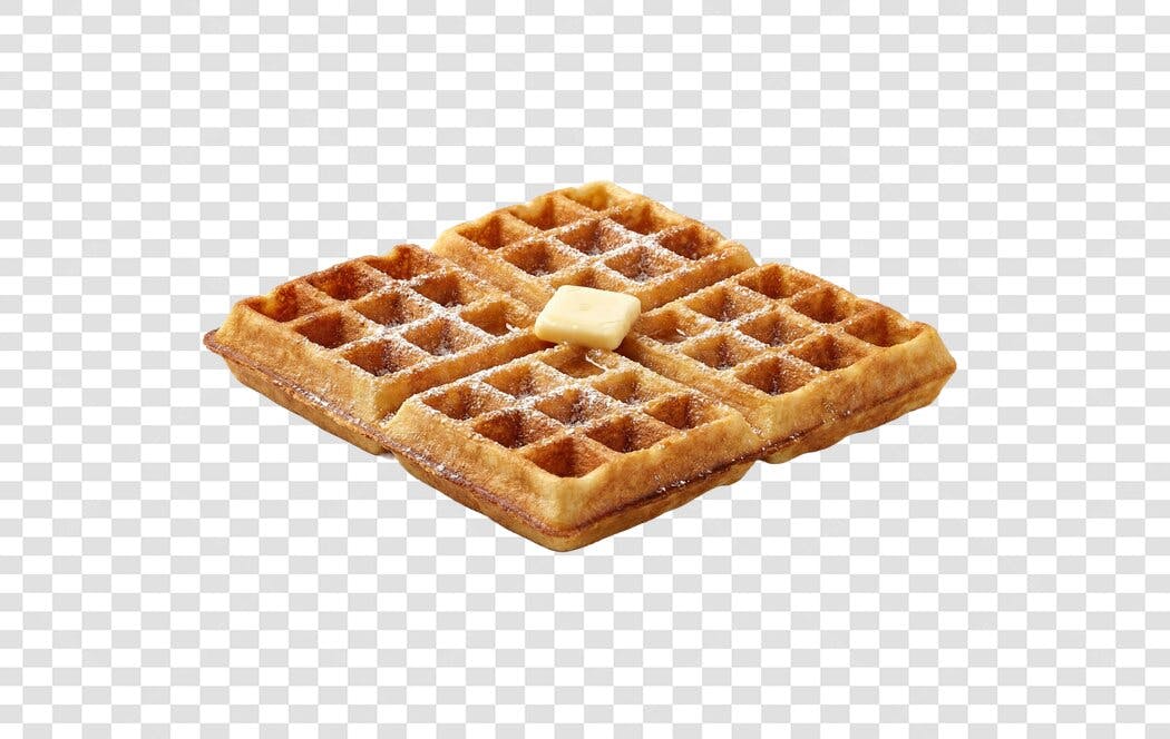 Foto Recortada Waffle com Manteiga PNG Fundo Transparente