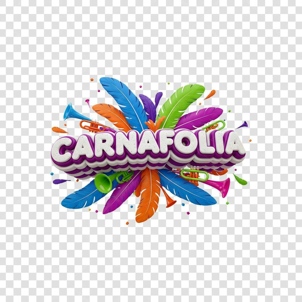 Elemento 3D Carnafolia Carnaval Fevereiro PNG Fundo Transparente