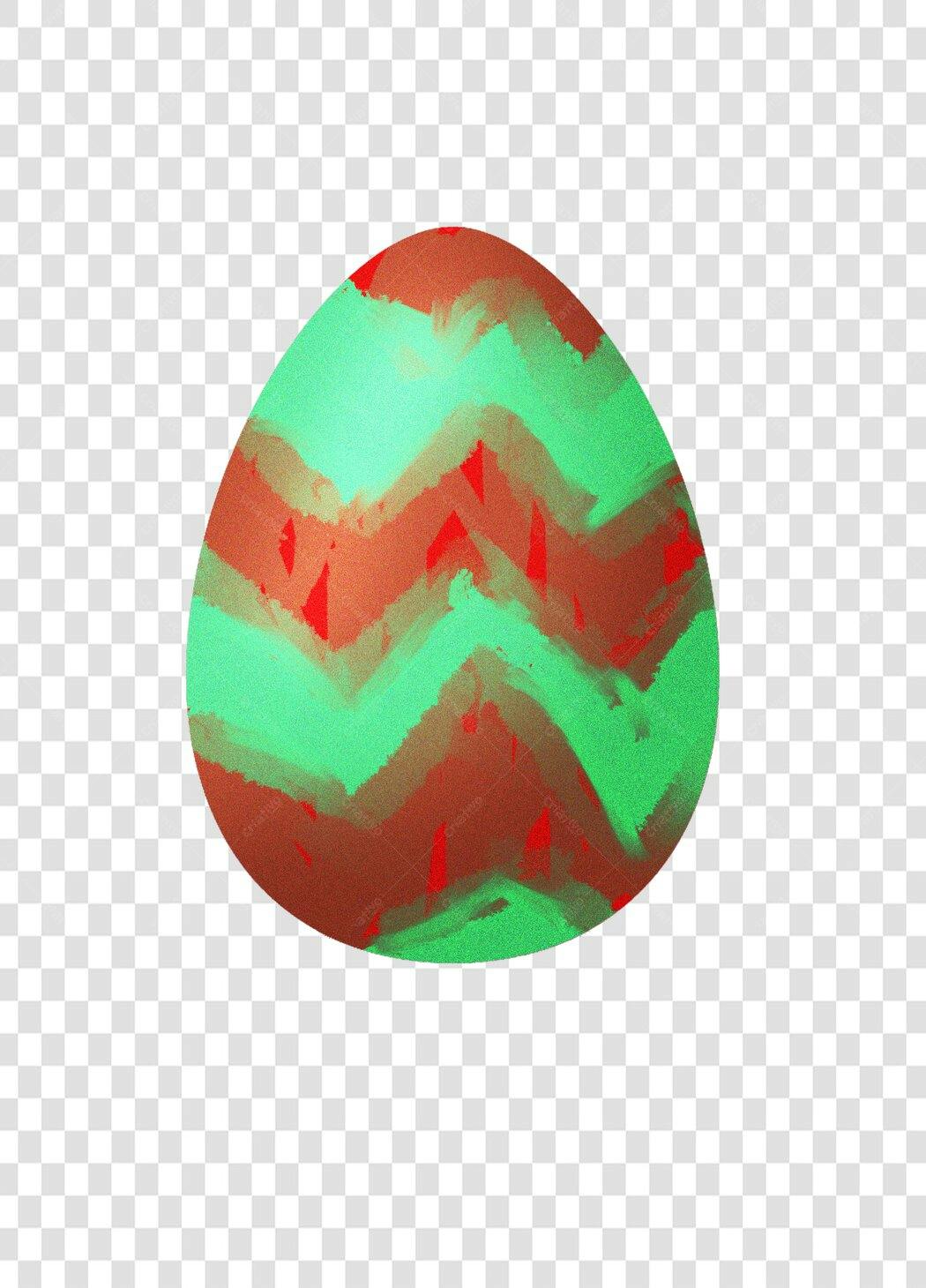 Ilustração Ovo de Páscoa Aquarela Verde Vermelho PNG Fundo Transparente