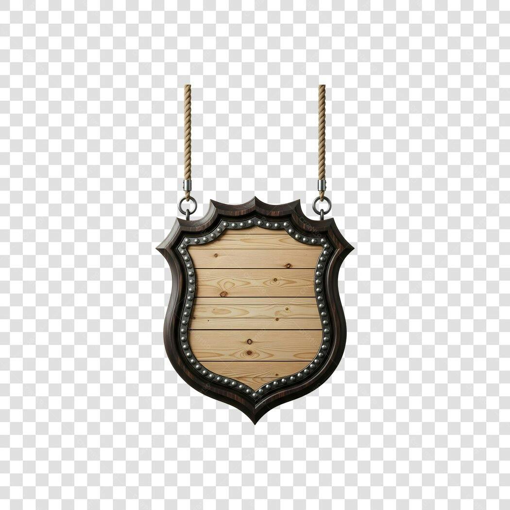 Elemento 3D Placa Madeira Rústica Pendurada PNG Fundo Transparente