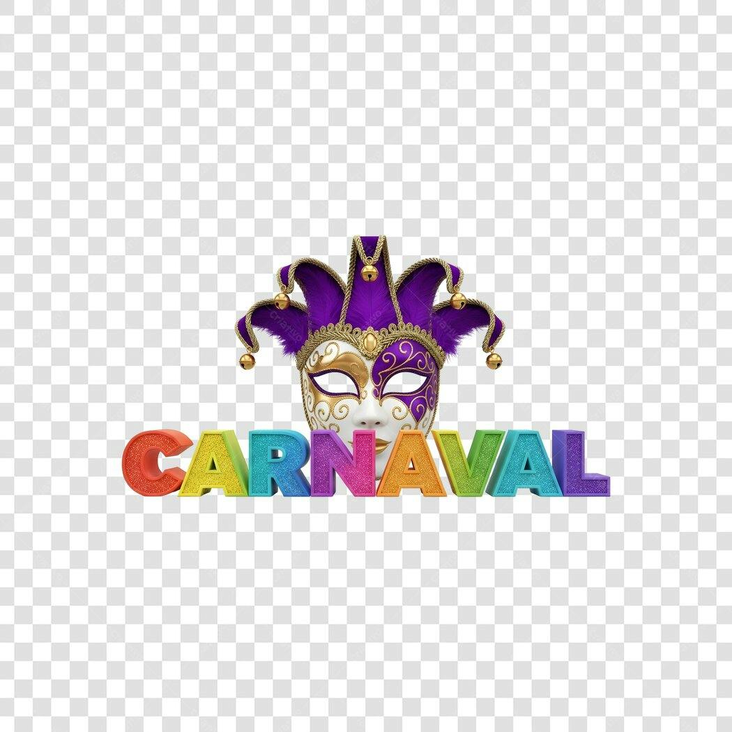 Elemento 3D Máscara Carnaval Fevereiro PNG Fundo Transparente