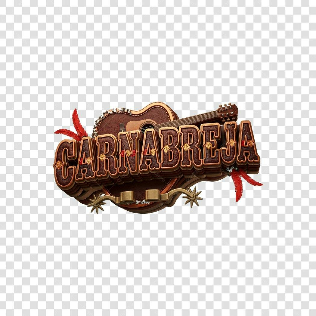 Elemento 3D Carnabreja Logo Guitarra Sertaneja PNG Fundo Transparente