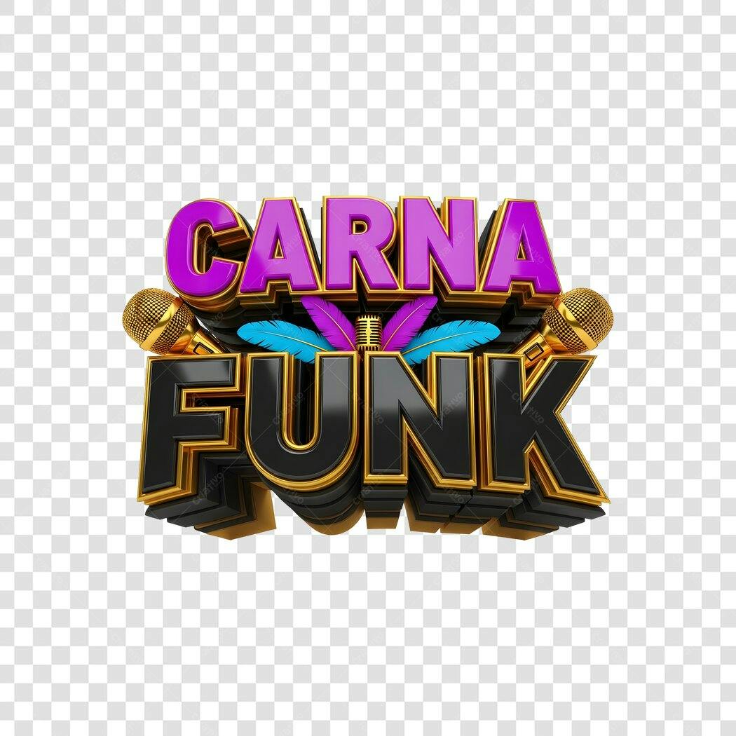Elemento 3D Carnafunk Fevereiro PNG Fundo Transparente